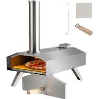 Costway Portable Outdoor Pizza Oven Wood Pellet Fired Stainless Steel Pizza Maker Picnic in Silver