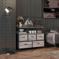 HOMCOM Bedroom Chest of Drawers 6 Drawer Dresser w/ Shelf, Grey Wood Effect