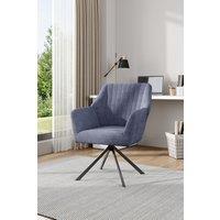 Grey Upholstered Leisure Swivel Chair with Metal Legs