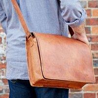 Paper High Brown Leather Messenger Bag | Size: Medium