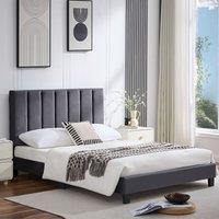 Upholstered Platform Bed Frame with Adjustable Headboard