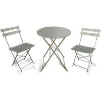 FURNITURE ONE Metal Bistro Set, Folding Patio Furniture Table & Chairs Set of 2 in Tan | Size: 2 Seater