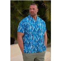 BadRhino Men's Abstract Revere Collar Shirt in Bright Blue | Size: 2XL