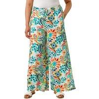 Roman Women's Curve Abstract Print Trousers in Blue | Size: 20