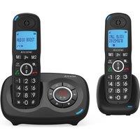 Alcatel XL595 Cordless Phone with Answering Machine, Twin Pack, Black