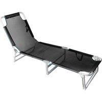 VFM e-Store Folding Sun Bed Steel framed Multiple Reclining Positions, carry in Grey