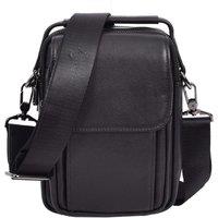 House of Leather Men's Mens Real Leather Small Cross Body Organiser Pouch Peter Black