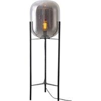 Industrial Floor Lamp with Smoked Glass Shade 118cm Tall Standing Lamp