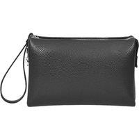 Mens Real Leather Wrist Bag Lockable Clutch Organiser Travel Pouch Thames Black