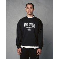 Kings Will Dream Men's Studio Studios Oversized Crew Sweat - 100% Cotton with Raised Puff Print & Embroidery in Black | Size: Large