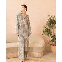 CY Women's Navy blue & White Letter D Houndstooth Print Shirt & Trousers Co-ords | Size: S/M