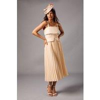 Coast Women's Petite Square Neck Midi Dress in Champagne | Size: 6