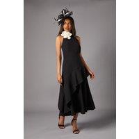 Coast Women's Petite High Neck Corsage Detail Midi Dress in Mono | Size: 10