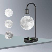 Leaper Style 5 LED 3D Printed Hovering Moon Light with Wireless Charger in White
