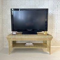 Downton Interiors Light Gold Embossed Metal Coffee Table / TV Stand - Agadir Range | Size: Large