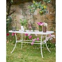 Dibor Vintage Cream Iron Slatted Summer Indoor Outdoor Garden Furniture Coffee Table in White