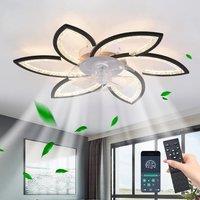 Garwarm Modern Dimmable LED Ceiling Fans with Lamps, 78 cm Black