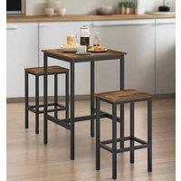Modcraft 3-Piece Dining Table & Stool Set - Space-Saving & Rustic Style in Brown
