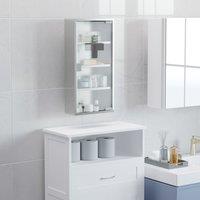 HOMCOM Stainless Steel Medicine Cabinet Furniture Glass Door Lockable in Silver