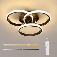 Goeco Triple-Circle LED Ceiling Lamp Remote Dimmable Black