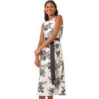 Monochrome Printed Satin Midi Dress