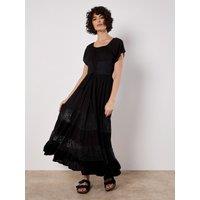 Apricot Women's Lace Detail Corset Maxi Dress in Black | Size: 16