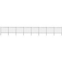 Garden Fence with Spear Top Steel 13.6x1.5 m Black