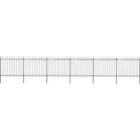 Berkfield Home Garden Fence with Spear Top Steel 10.2x1.5 m Black