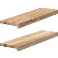 Berkfield Home Window Sills 2 pcs Untreated 70x20x2 cm Solid Wood Oak in Brown | Size: Medium