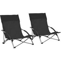 Berkfield Home Folding Beach Chairs 2 pcs Black Fabric