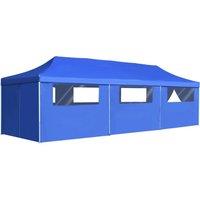 Berkfield Home Folding Pop-up Party Tent with 8 Sidewalls 3x9 m Blue