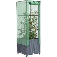 Raised Bed with Greenhouse Cover Rattan Look 40x40x139 cm