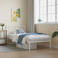 Berkfield Home Metal Bed Frame with Headboard White 90x190 cm Single