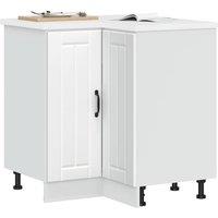 Berkfield Home Kitchen Corner Base Cabinet Lucca White Engineered Wood