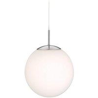 Netlighting Globe 1 Light Ceiling Pendant Brushed Steel Opal White Glass E27 in Grey