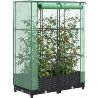 Raised Bed with Greenhouse Cover Rattan Look 80x40x123 cm