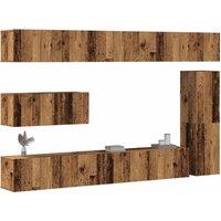 7 Piece TV Cabinet Set Wall-mounted Old Wood Engineered Wood