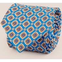 Oswin Hyde Men's Cyan Geometric Pattern Silk Tie in Blue