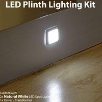 Loops Square LED Plinth Light Kit 2 NATURAL WHITE Spotlights Kitchen Bathroom Panel