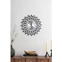 H&O Direct 3D Silent Drop-Shape Metal Wall Clock with Crystal in Black