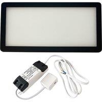 Loops 1x MATT BLACK Ultra-Slim Rectangle Under Cabinet Kitchen Light & Driver Kit - Natural White Diffused LED