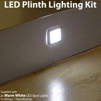 Loops Square LED Plinth Light Kit 2 WARM WHITE Spotlights Kitchen Bathroom Floor Panel