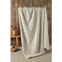 Fusion 'Romo' Fleece & Sherpa Throw in Natural | Size: 43 cm x 43 cm