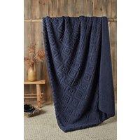 Fusion 'Romo' Fleece & Sherpa Throw in Navy | Size: 43 cm x 43 cm