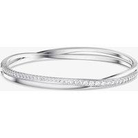 Swarovski Women's Twist Cross Over White Crystal Bangle 5572725 S in Silver | Size: Small