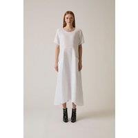 Linen White Pocket Midi Dress