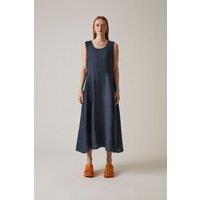 Linen Navy Midi Dress