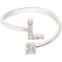 Latelita Women's Initial Ring Silver L in White