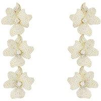Latelita Women's Jasmine Flower Triple Drop Earrings Gold in White