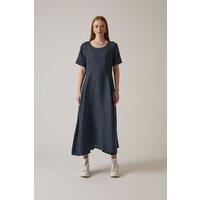 Linen Navy Pocket Midi Dress
